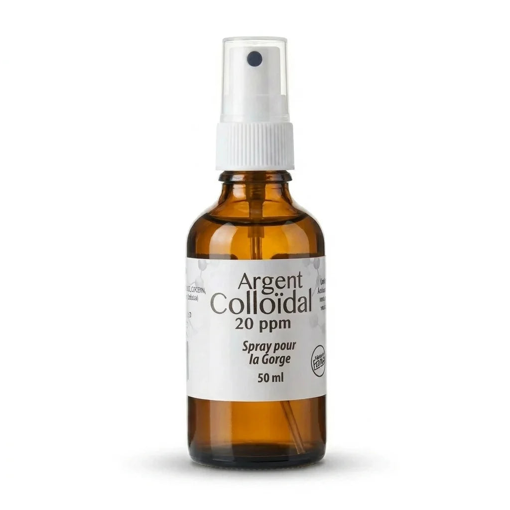 Spray Argent Colloïdal 20 ppm Dr Theiss pour la gorge en flacon verre ambré