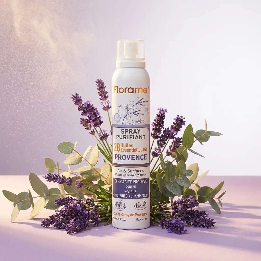 Spray Purifiant Provence bio Florame avec lavande et eucalyptus pour purifier l'air naturellement