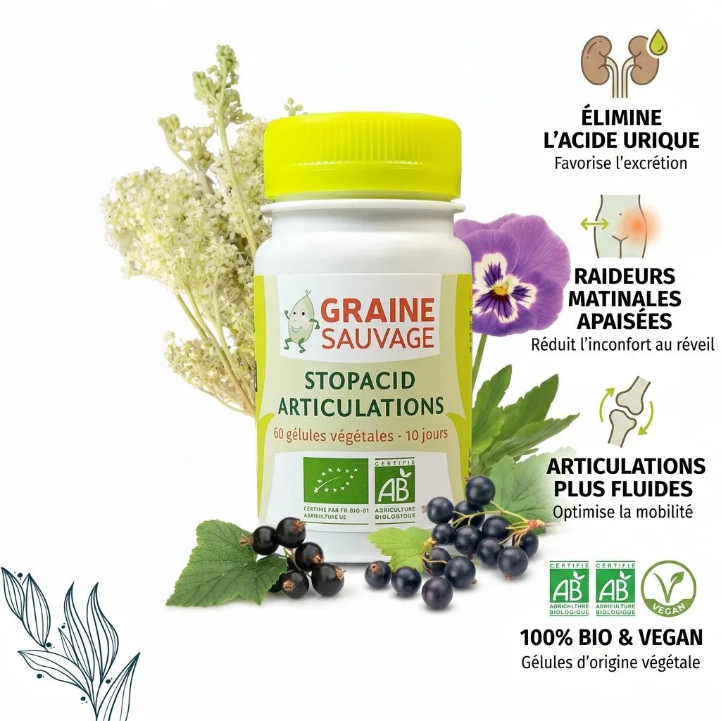 Stopacid Articulations Bio gélules vegan avec bénéfices articulations, acide urique et ingrédients naturels
