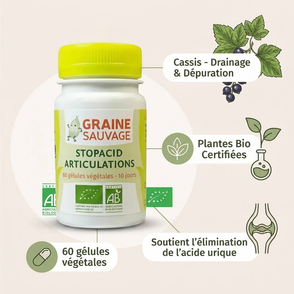 Stopacid Articulations Bio en gélules végétales avec cassis et plantes bio certifiées