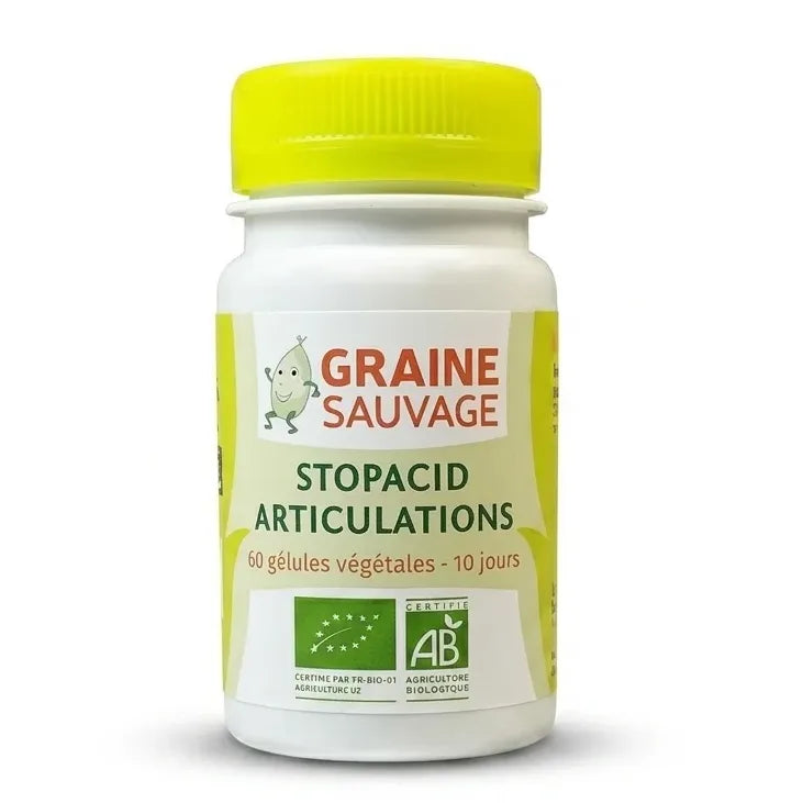 Flacon Stopacid Articulations Bio Vegan en gélules sur fond blanc