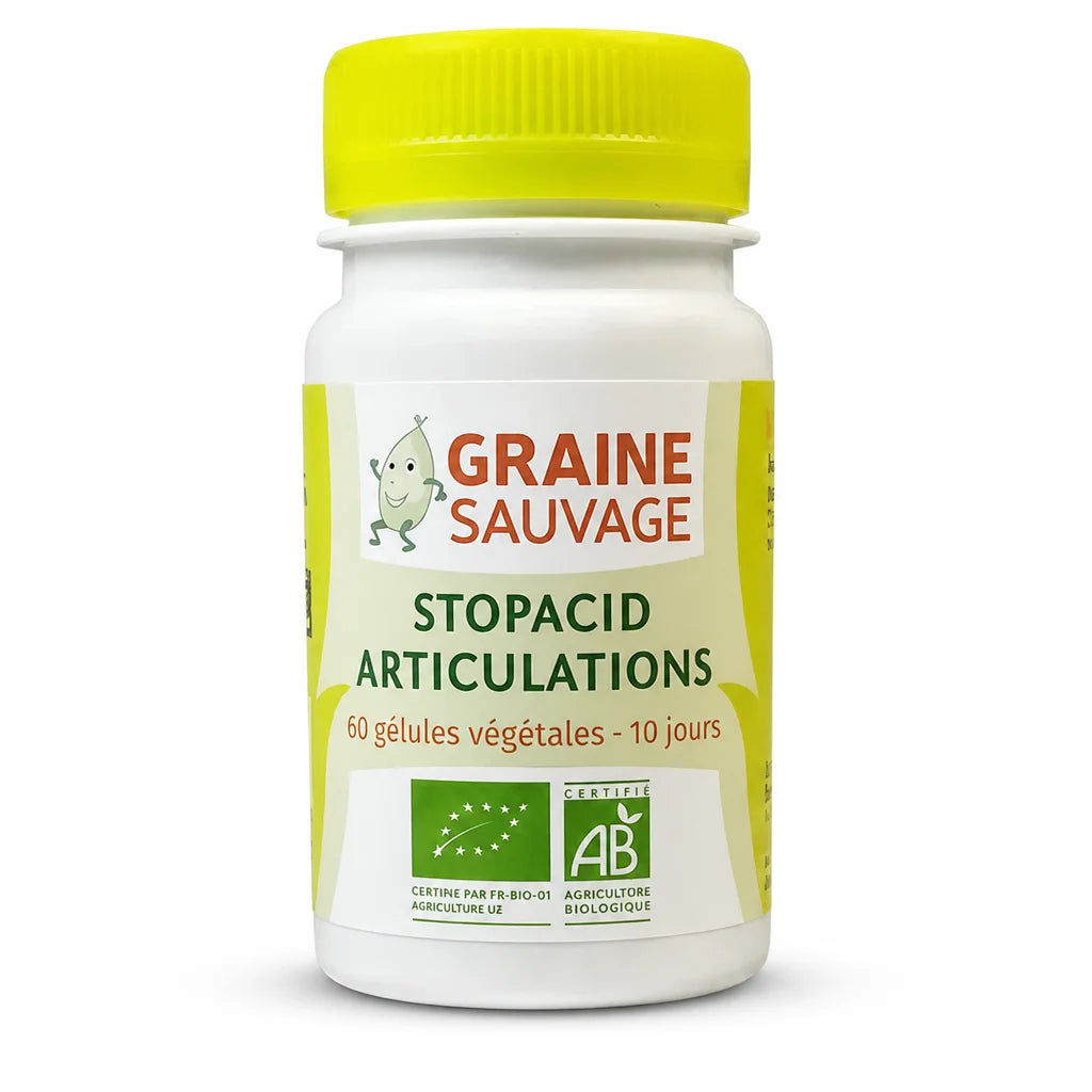 Stopacid Articulations Bio - Gélules vegan Graine Sauvage en flacon avec certification AB