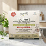 Tablettes lave-vaisselle Tout en 1 Etamine du Lys sur plan marbre blanc cuisine