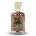 Tchaï bio Ayurvana en pot verre avec couvercle liège et ruban rouge