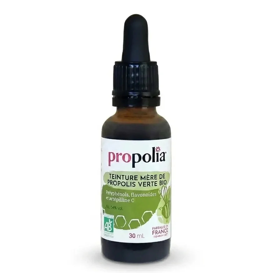 Flacon de teinture mère propolis verte bio Propolia 30ml avec pipette