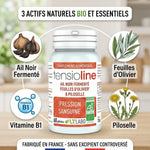 Tensioline bio gélules avec ail noir, olivier et piloselle, 3 actifs naturels bio fabriqué France