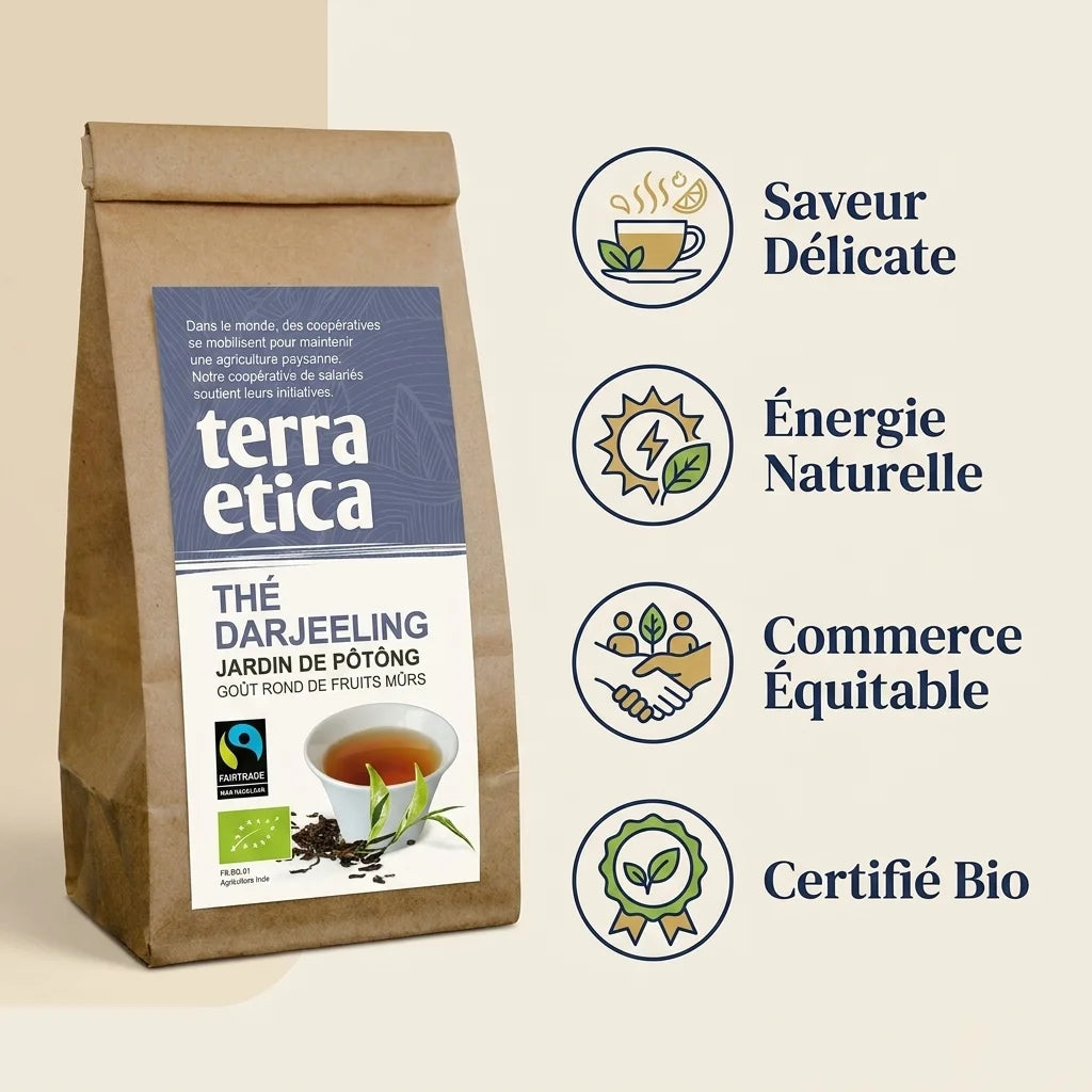 Thé Darjeeling bio Terra Etica vrac - saveur délicate, commerce équitable certifié