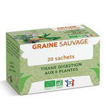 Boîte Tisane Digestion Bio vegan en infusettes 20 sachets Graine Sauvage sur fond blanc