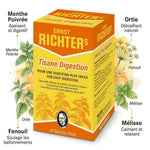 Tisane Digestion Ernst Richter's en sachets avec ingrédients botaniques menthe poivrée, fenouil et mélisse