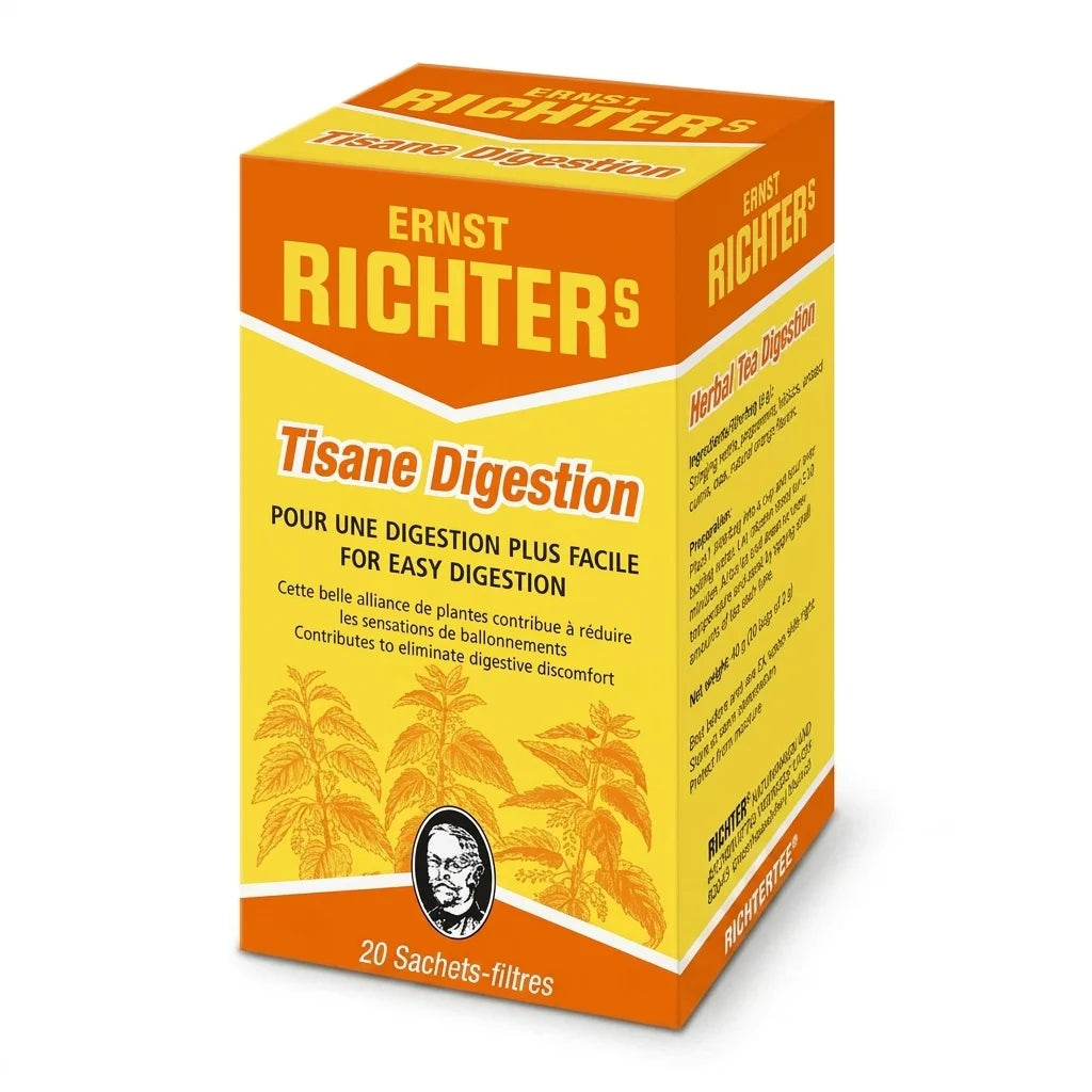 Boîte Tisane Digestion Ernst Richter's 20 sachets-filtres sur fond blanc