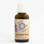 Bouteille Ansil Tourmaline Verte Elixir en verre ambré avec étiquette crème et logo mandala