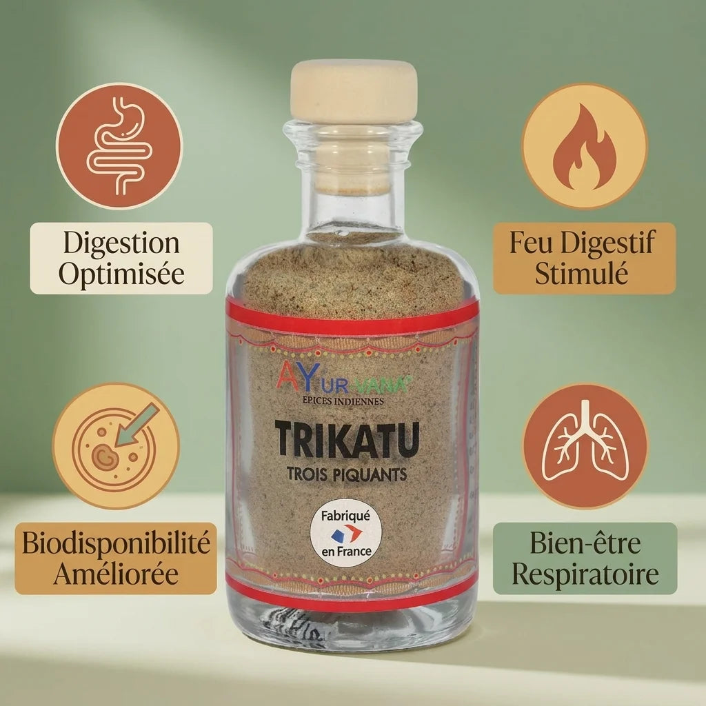 Trikatu Ayurvana - Digestion, feu digestif, biodisponibilité et bien-être respiratoire