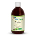 Bouteille Triphala bio Ayur-Vana 500ml boisson ayurvédique sur fond blanc