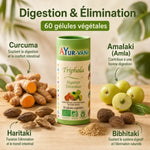 Gélules Triphala bio Ayurvana avec ingrédients Amalaki, Haritaki, Bibhitaki - 60 capsules vegan digestion