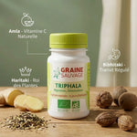 Graine Sauvage Triphala Bio en gélules avec ingrédients naturels amla, bibhitaki et haritaki