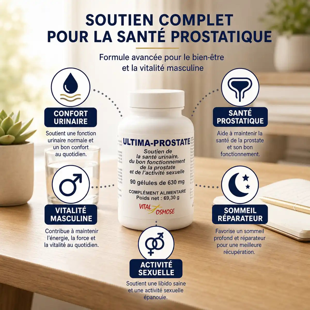 Ultima Prostate 90 gélules Vital Osmose - Complément santé prostatique et confort urinaire