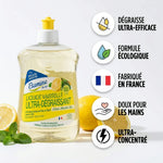 Bouteille Etamine du Lys ultra-dégraissant citron-menthe avec icônes bénéfices écologiques et fabrication française