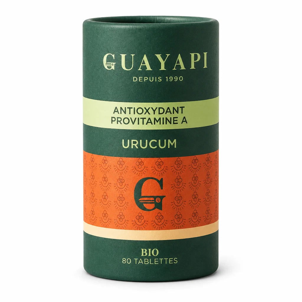 Urucum Bio 80 tablettes Guayapi, complément antioxydant provitamine A en flacon tube