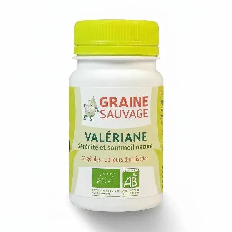 Flacon Valériane Bio vegan Graine Sauvage en gélules, complément alimentaire naturel