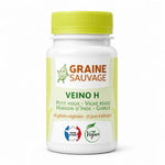 Flacon Veino H Vegan en gélules avec bouchon jaune-vert sur fond blanc