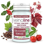 Veinoline Bio vegan en gélules avec ingrédients naturels petit houx vigne rouge et vitamine C acérola