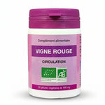 Flacon de Vigne Rouge bio et vegan en gélules 495mg certifié AB sur fond blanc
