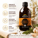 Vinaigre des 4 Voleurs Bio 500ml Biofloral avec bénéfices immunité, digestion, défenses et soin cutané