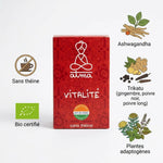 Virya Bio Vitalité sachés Atma avec ingrédients adaptogènes : ashwagandha, trikatu, bio certifié, sans théine