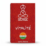 Virya Bio Vitalité sachets Atma - Boîte thé herbel bien-être packaging rouge logo méditation