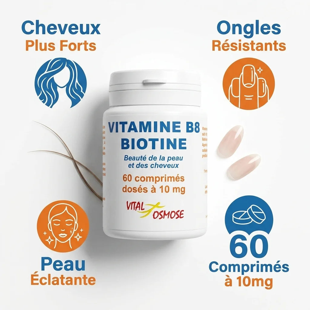 Vitamine B8 Biotine Vital Osmose 60 comprimés pour cheveux, ongles et peau
