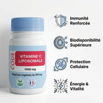 Vitamine C Liposomale 1000mg avec bénéfices : immunité, biodisponibilité, protection cellulaire, énergie