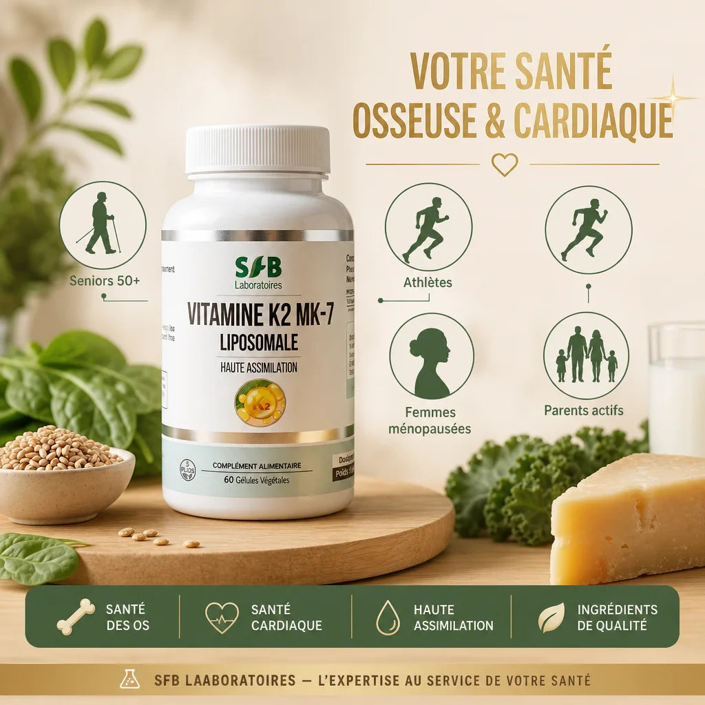 Vitamine K2 MK7 liposomale SFB 60 gélules pour santé osseuse et cardiaque