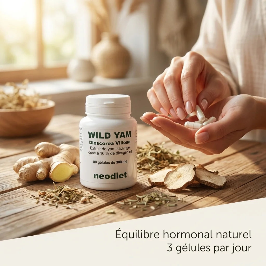 Gélules Yam Sauvage Dioscorea Villosa pour équilibre hormonal naturel, 3 par jour