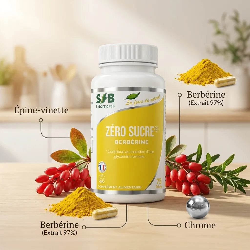 Zéro Sucre Berbérine 75 gélules SFB avec ingrédients naturels et chrome