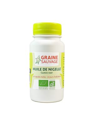 Huile de Nigelle bio en pilulier de 120 capsules molles de Graine Sauvage