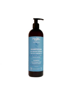 Shampooing au savon d'Alep pour cheveux normaux en flacon pompe de 500 ml de la marque Najel