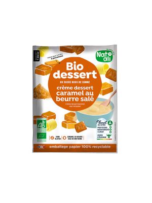 sachet de 60 g de préparation pour crème dessert caramel au beurre salé bio de Nat Ali