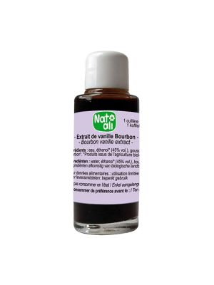 Extrait de vanille bourbon bio en flacon de 15 ml de la marque Nat Ali