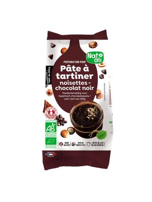 poudre pour pâte à tartiner bio noisettes - chocolat noir en sachet de 170 g de Nat Ali