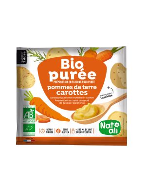 Purée à la pomme de terre et carotte dans un sachet unidose de 30 g de Nat Ali