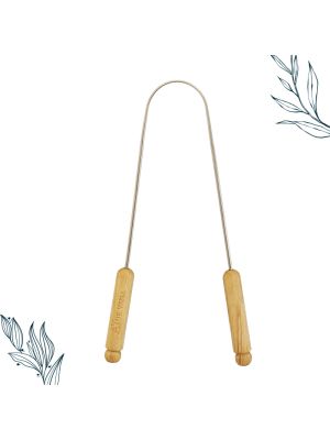 Gratte langue bois et inox de la marque Ayurvana
