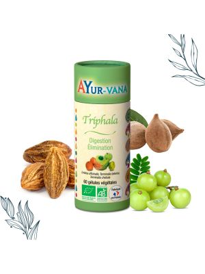 Pilulier de 60 gélules de triphala bio de la marque ayurvana
