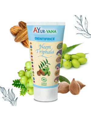 Dentifrice au Neem et au Triphala certifié Cosmos Organic de la marque Ayurvana