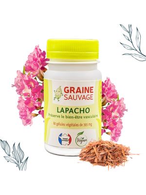 Pilulier de 60 gélules de Lapacho bio de la marque Graine Sauvage