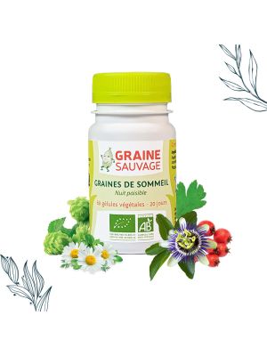 Pilulier de 60 gélules de Graines de Sommeil Bio de la marque Graine Sauvage