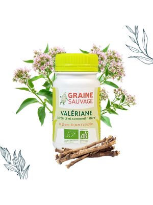 Pilulier de 60 gélules de Valériane bio de la marque Graine Sauvage