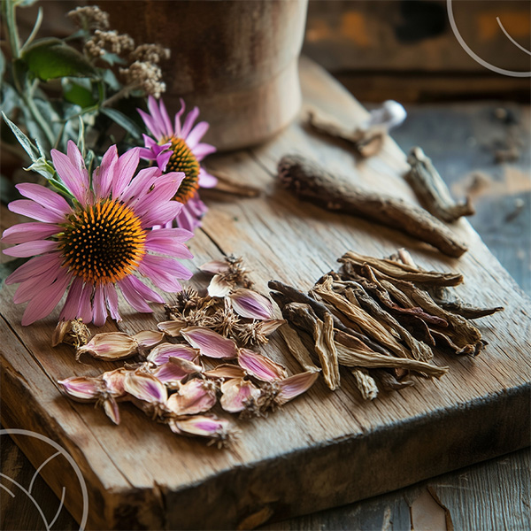 Photo d'echinacea et de ses racines