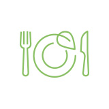 Pictogramme d'une assiette avec une feuille