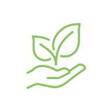 Pictogramme d'une main tenant en son centre une plante