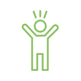 Pictogramme d'une personne avec les bras levés
